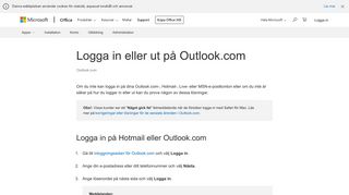 Logga in eller ut på Outlook.com - Outlook - Office Support - Office 365