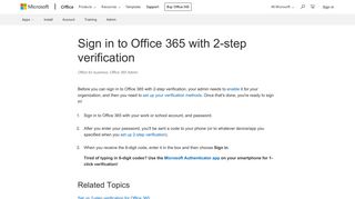 Sign in to Office 365 with 2-step verification - Office 365