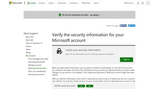 Verify Microsoft Security Information | Xbox Security Information