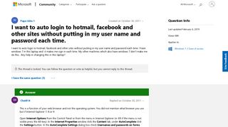 I want to auto login to hotmail, facebook and other sites without ...