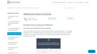 WebClock Clock-in Errors - Customer Care - HotSchedules