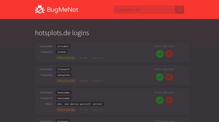 hotsplots.de passwords - BugMeNot