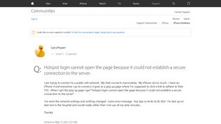 Hotspot login cannot open the page becaus… - Apple Community - Apple Support Communities