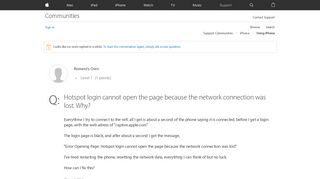 Hotspot login cannot open the page becaus… - Apple Community - Apple Support Communities