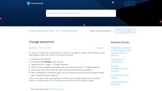 Change password – Hotspot Shield Help Center