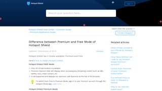Difference between Premium and Free Mode of Hotspot Shield ...