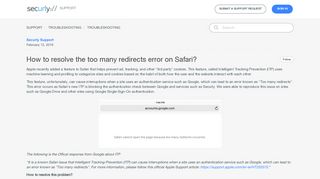 How to resolve the too many redirects error on Safari? – Support