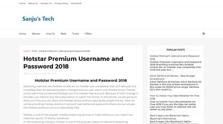 Hotstar Premium Username and Password 2018 - Sanju's Tech