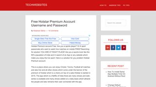 Free Hotstar Premium Account Username and Password 2018 (100 ...