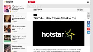 Trick To Get Hotstar Premium Account For Free - Trickyism | DailyHunt
