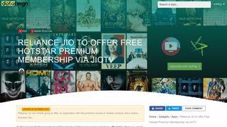 Reliance Jio to offer Free Hotstar Premium Membership via JioTV
