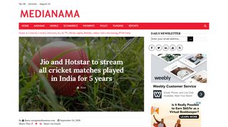 Jio and Hotstar to stream all cricket matches played in India for 5 years ...