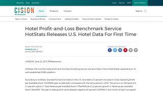 Hotel Profit-and-Loss Benchmark Service HotStats Releases U.S. ...