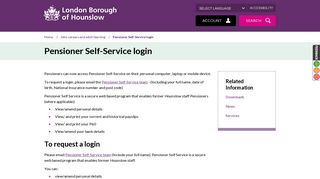 Pensioner Self-Service login - London Borough of Hounslow