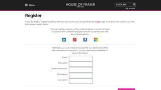 Register - House of Fraser careers