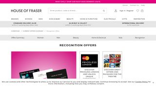 Recognition Card Offers - House of Fraser