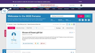 House of Fraser gift list - MoneySavingExpert.com Forums