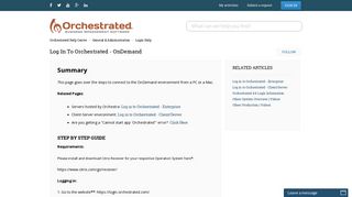Log in to Orchestrated - OnDemand – Orchestrated Help Center