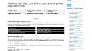 Household Bank Credit Card Bill Pay, Online Login, Customer Support ...