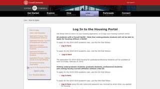 Log In to the Housing Portal - Living at Cornell - Cornell University