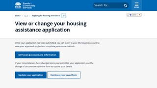 View or change your housing assistance application | Family ...