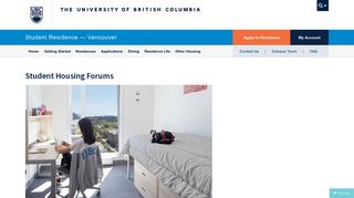 Student Housing Forums - UBC Vancouver Housing - University of ...