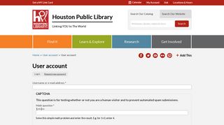 User account | Houston Public Library