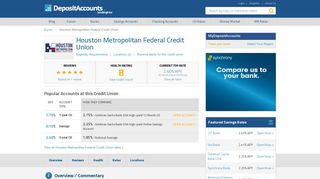 Houston Metropolitan Federal Credit Union Reviews and Rates - Texas