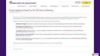 Simple Updates to Keep Your EZ TAG Account Working