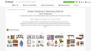 Vendor Dashboard: Selecting a Style for Your Products - Houzz