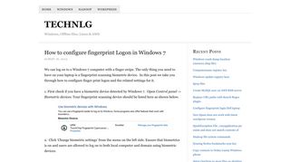 How to configure fingerprint Logon in Windows 7 - technlg