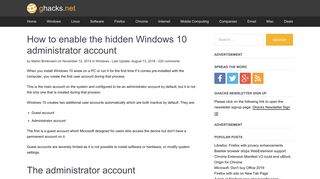 How to enable the hidden Windows 10 administrator account - gHacks ...