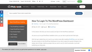 How to Login to the WordPress Dashboard - Pickaweb