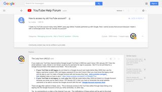 How to access my old YouTube account? - Google Product Forums