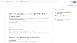 Use your Google Account to sign in to other sites or apps - Computer ...