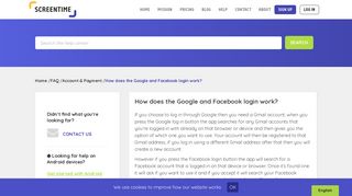 How does the Google and Facebook login work? - Screen Time
