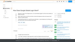 How Does Google Global Login Work? - Stack Overflow