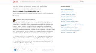 How does Facebook Connect work? - Quora