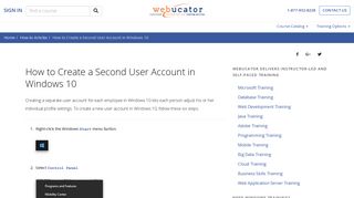 How to Create a Second User Account in Windows 10 | Webucator