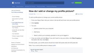 How do I add or change my profile picture? | Facebook Help Center ...