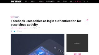 Facebook uses selfies as login authentication for suspicious activity ...