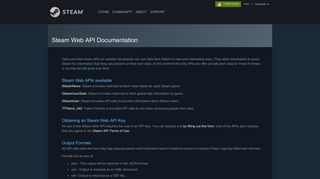 Steam Community :: Steam Web API Documentation