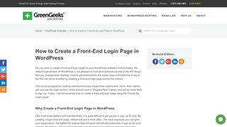 How to Create a Front-End Login Page in WordPress - GreenGeeks