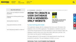 How to Create a User Database for a Members-Only Website - dummies