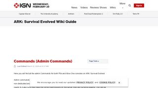 Commands (Admin Commands) - ARK: Survival Evolved Wiki Guide ...