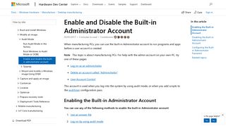 Enable and Disable the Built-in Administrator Account | Microsoft Docs
