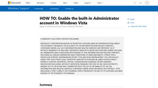 HOW TO: Enable the built-in Administrator account in Windows Vista