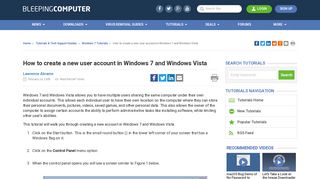 How to create a new user account in Windows 7 and Windows Vista