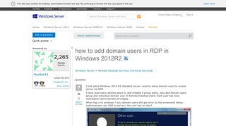how to add domain users in RDP in Windows 2012R2 - Microsoft