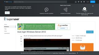 Auto login Windows Server 2012 - Super User